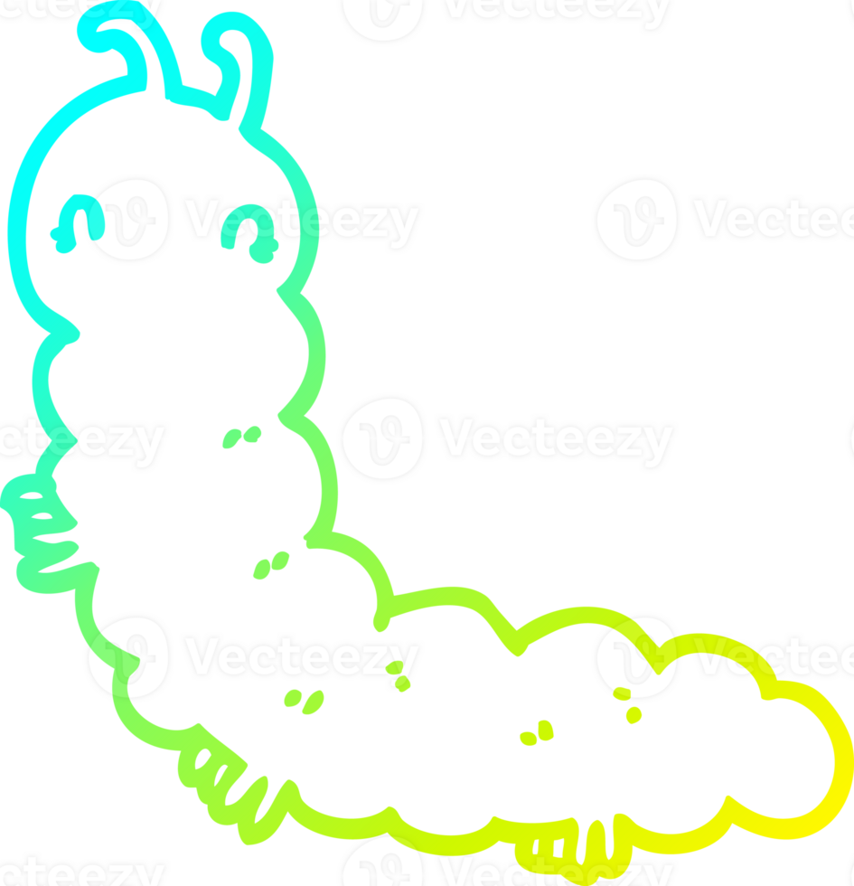 cold gradient line drawing cartoon caterpillar png