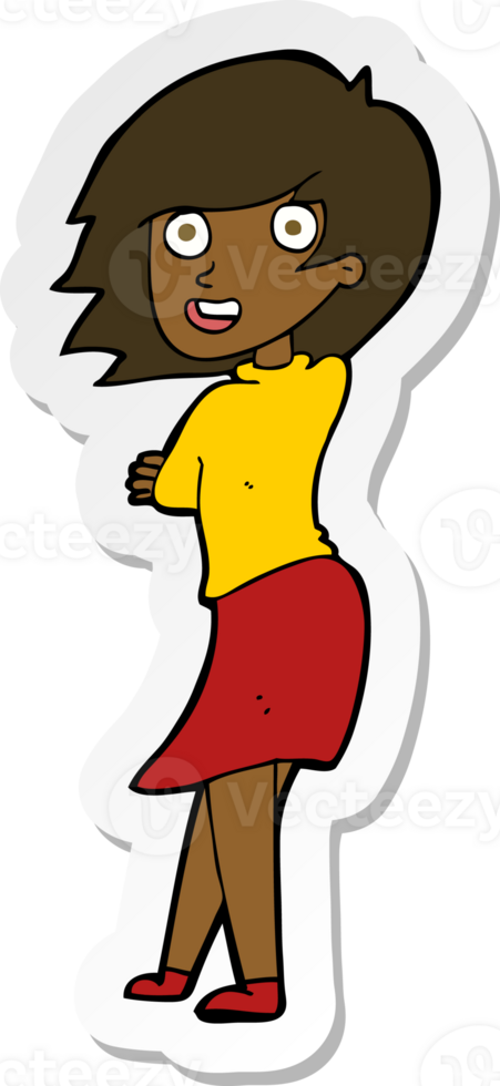 sticker of a cartoon happy woman png