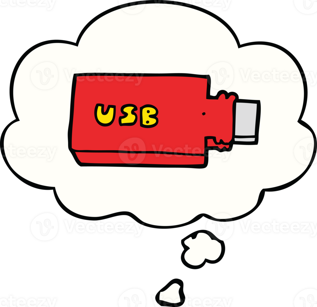 cartoon flash drive and thought bubble png