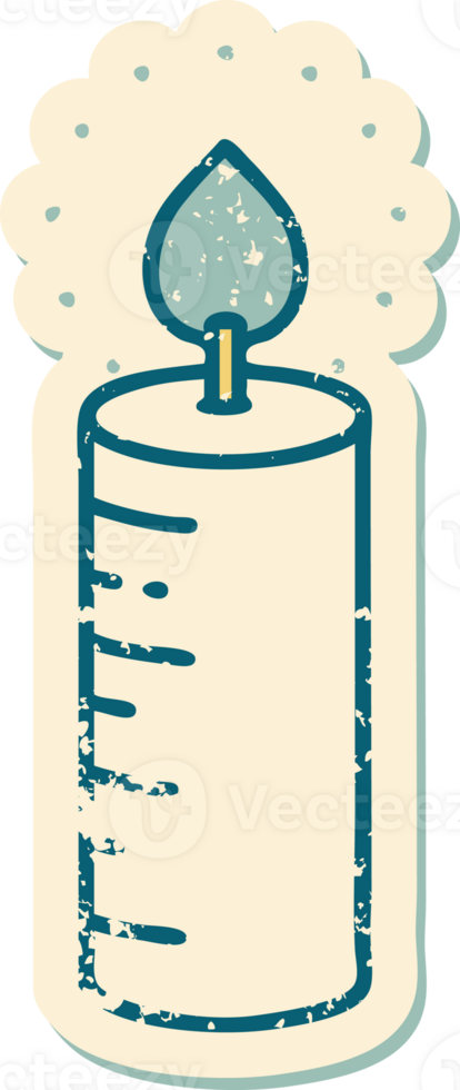 distressed sticker tattoo style icon of a candle png