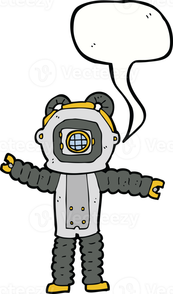 cartoon deep sea diver with speech bubble png