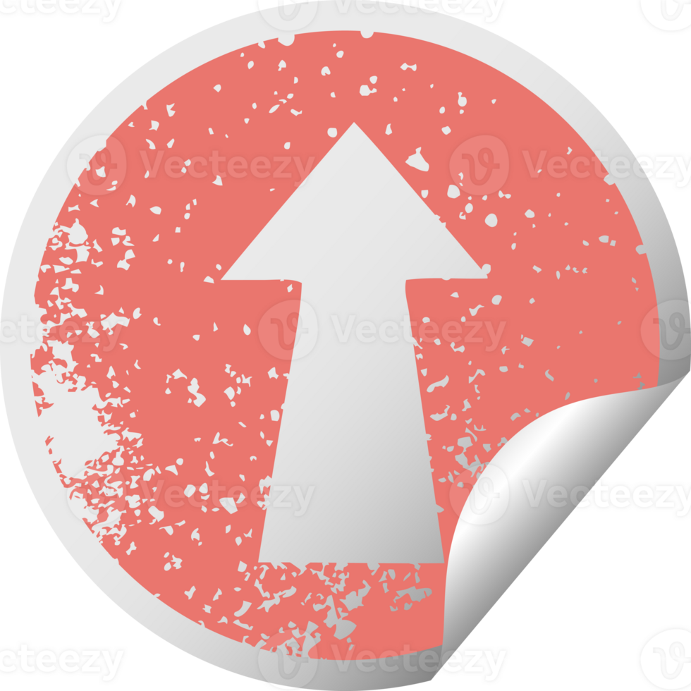 quirky distressed circular peeling sticker symbol arrow png