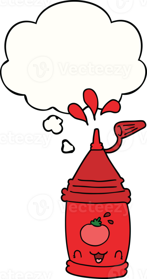 cartoon ketchup bottle and thought bubble png