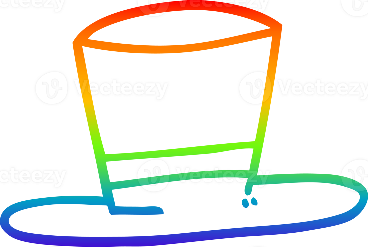 rainbow gradient line drawing of a cartoon top hat png