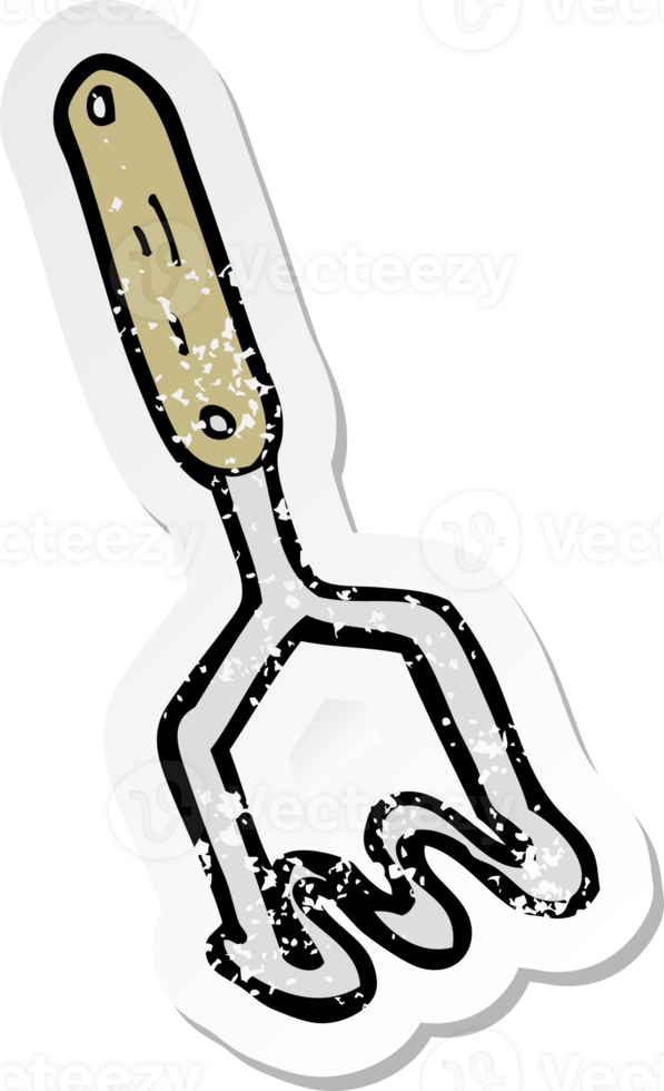 retro distressed sticker of a cartoon potato masher png