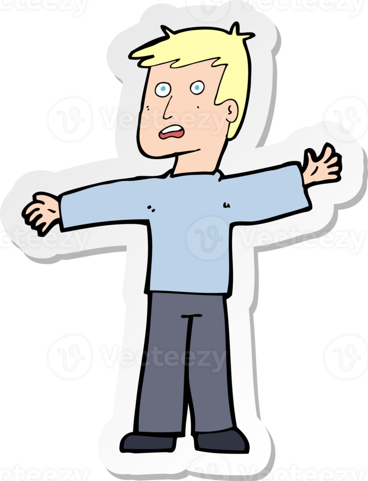 sticker of a cartoon surprised man png