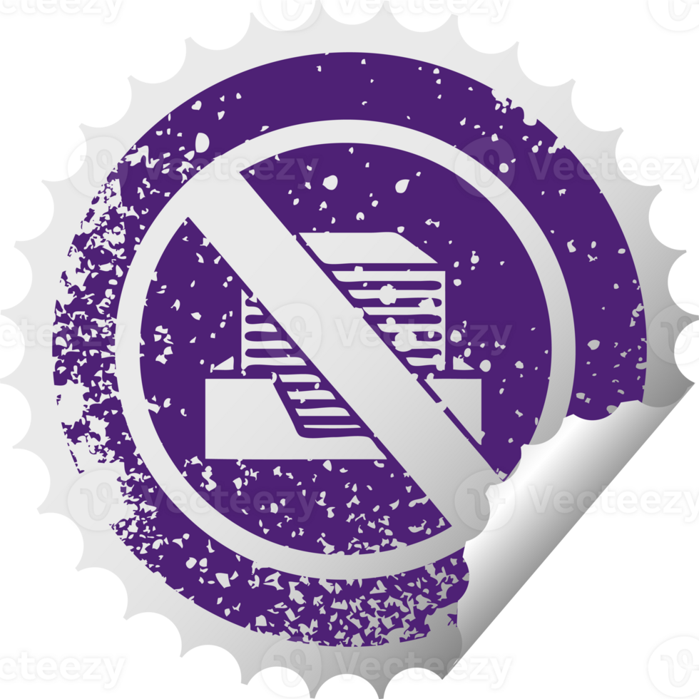 distressed circular peeling sticker symbol of a paperless office symbol png