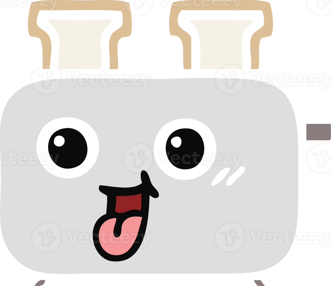 flat color retro cartoon of a of a toaster png
