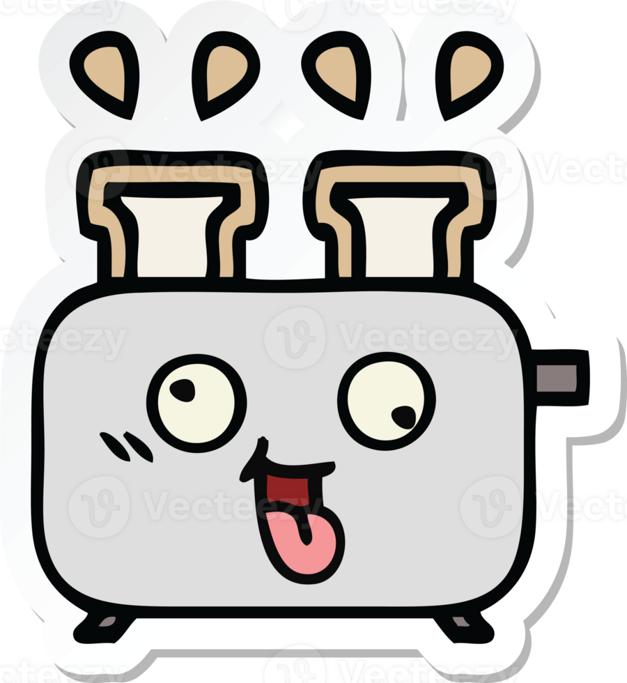 sticker of a cute cartoon of a toaster png