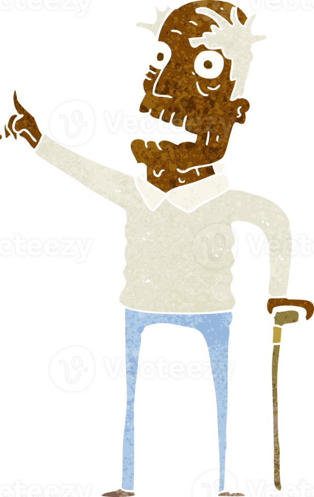 cartoon old man with walking stick png