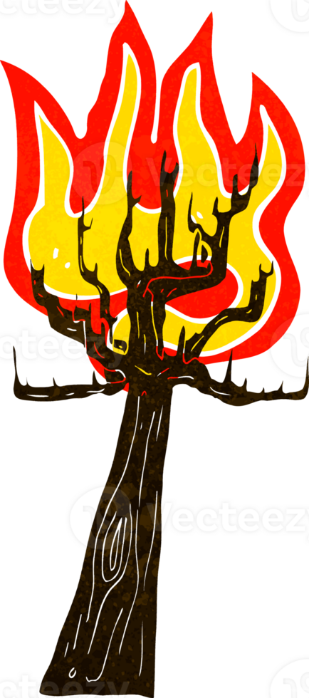 cartoon tree on fire png