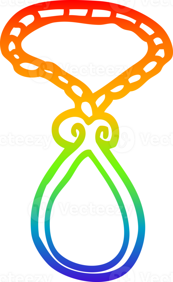 rainbow gradient line drawing of a cartoon pendant png