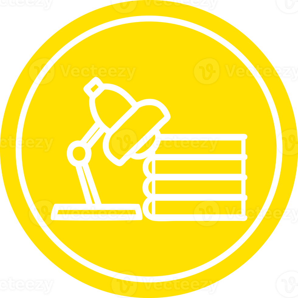 lamp and study books circular icon symbol png