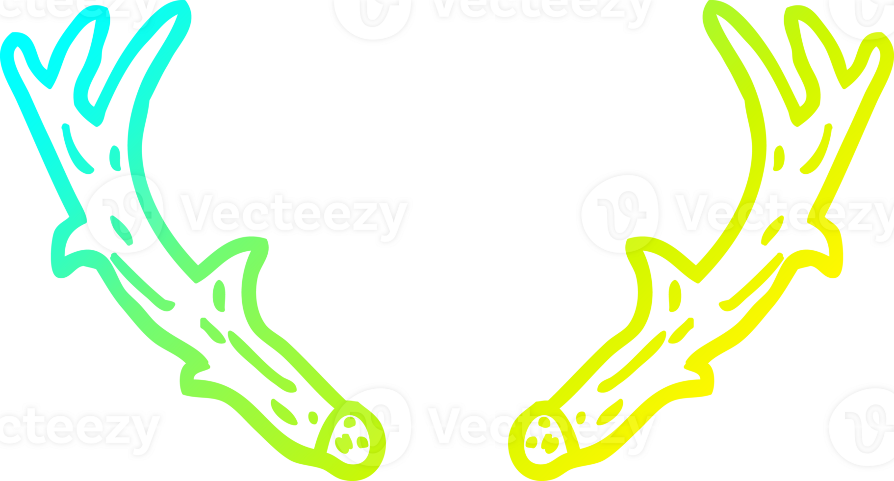 cold gradient line drawing of a cartoon antlers png