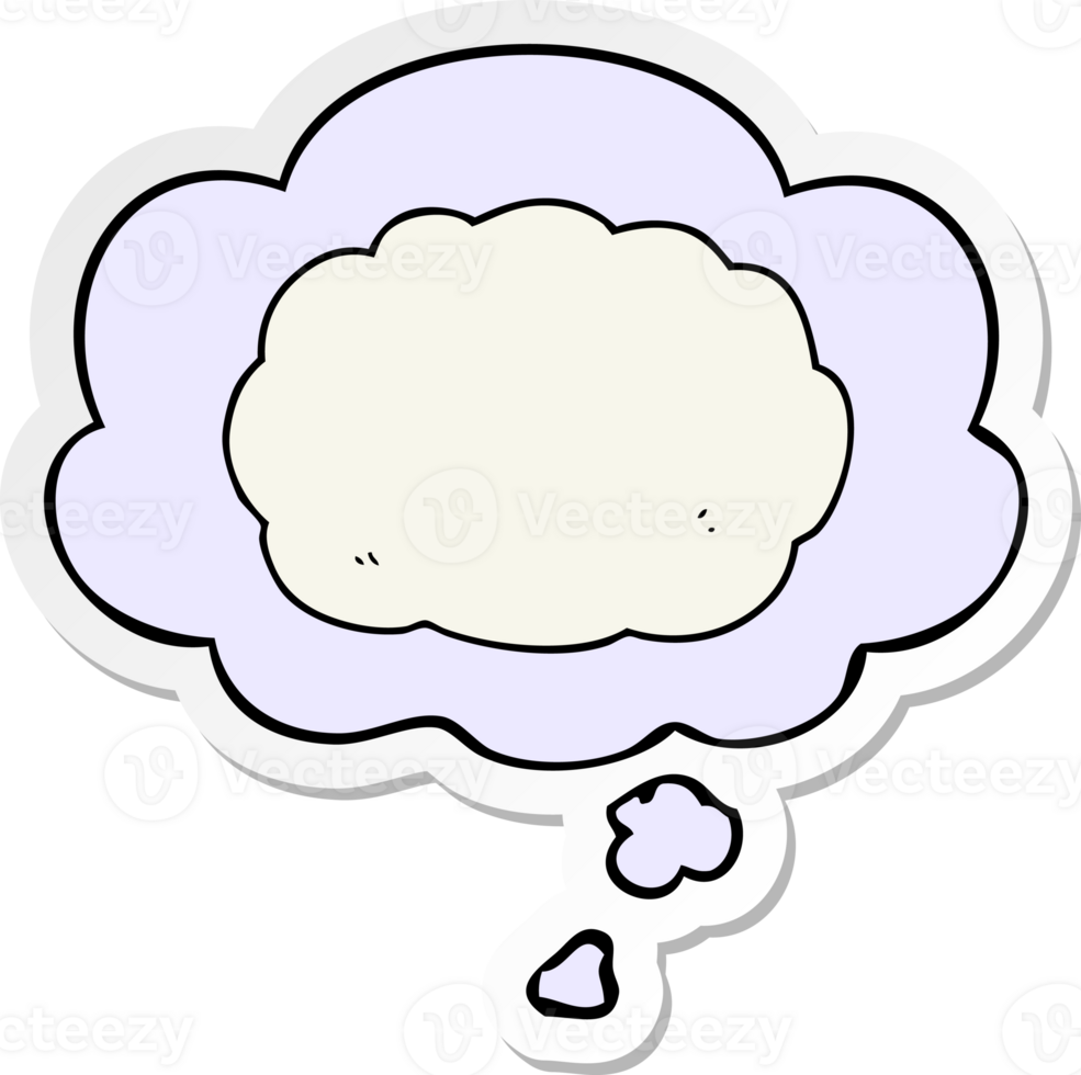 cartoon cloud with thought bubble as a printed sticker png