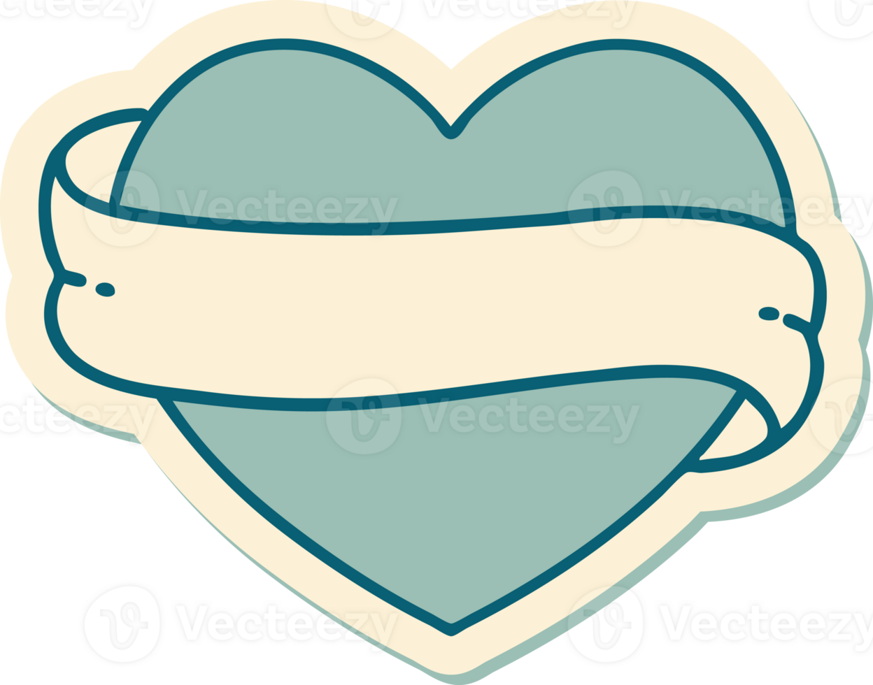 sticker of tattoo in traditional style of a heart and banner png