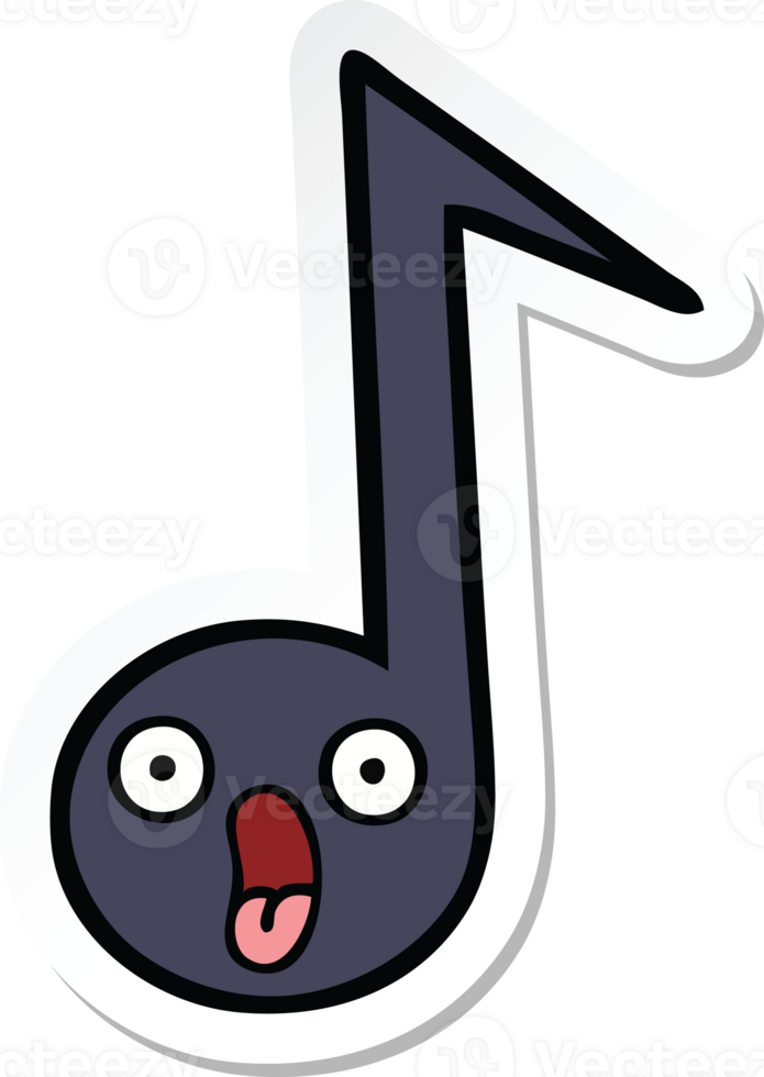 sticker of a cute cartoon musical note png
