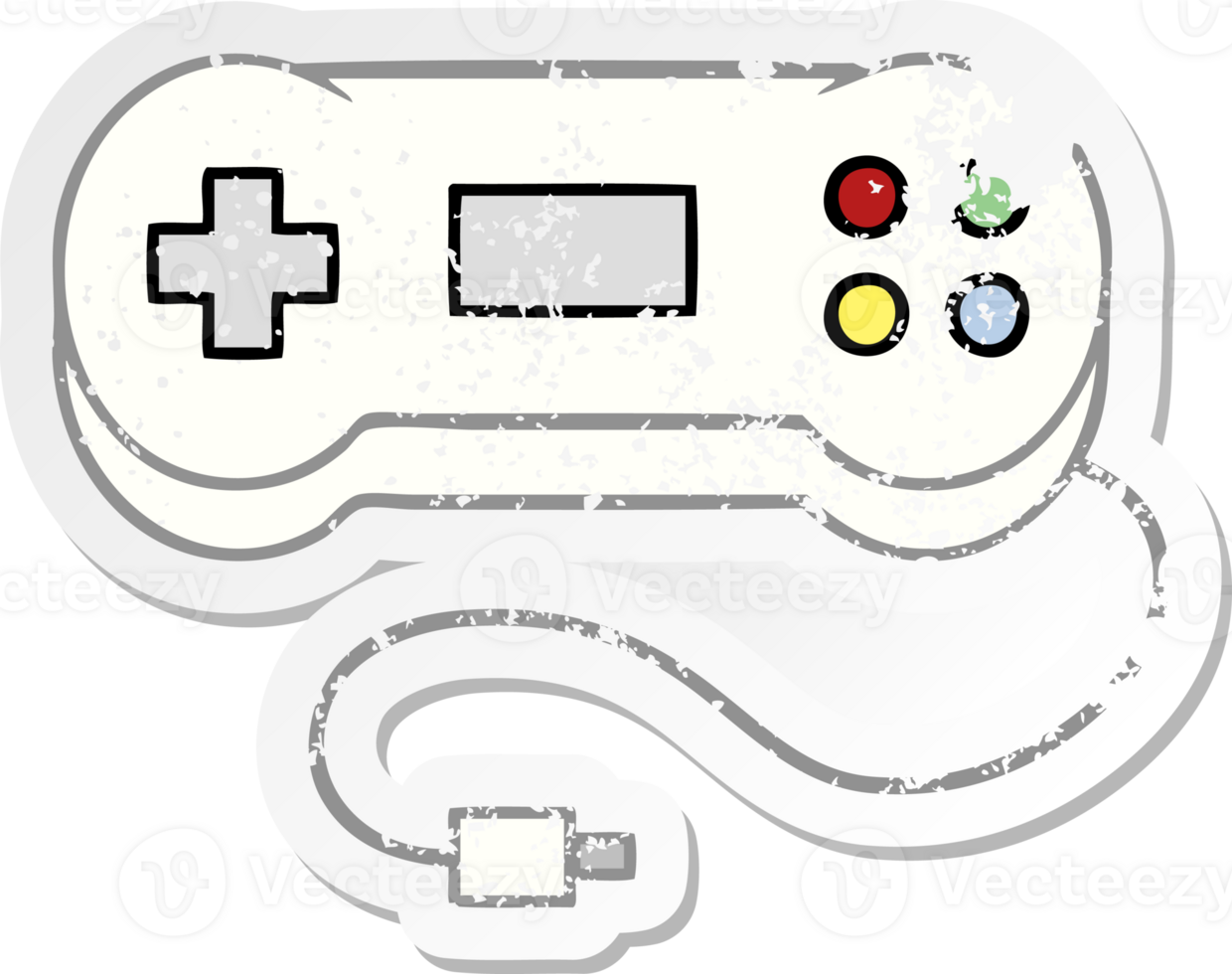 distressed sticker of a cute cartoon game controller png