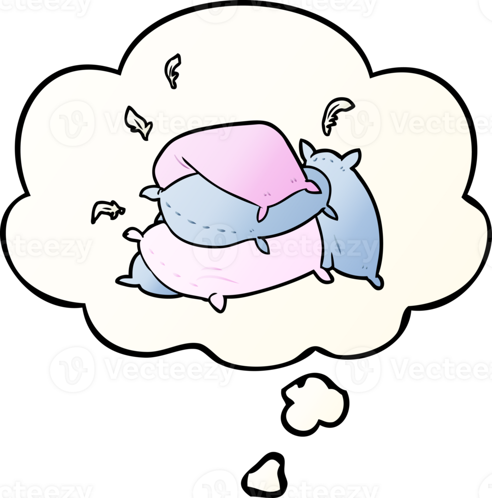 cartoon pillows with thought bubble in smooth gradient style png