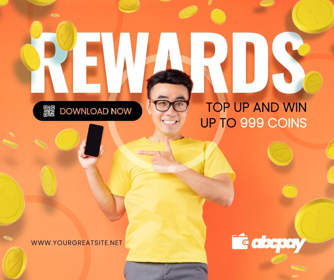 Fintech App Coin Rewards Promotion Ad for Facebook Post template