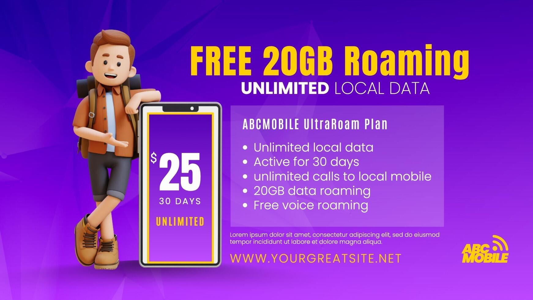 Phone Data Roaming Package Promotion Ad Template for Twitter Post