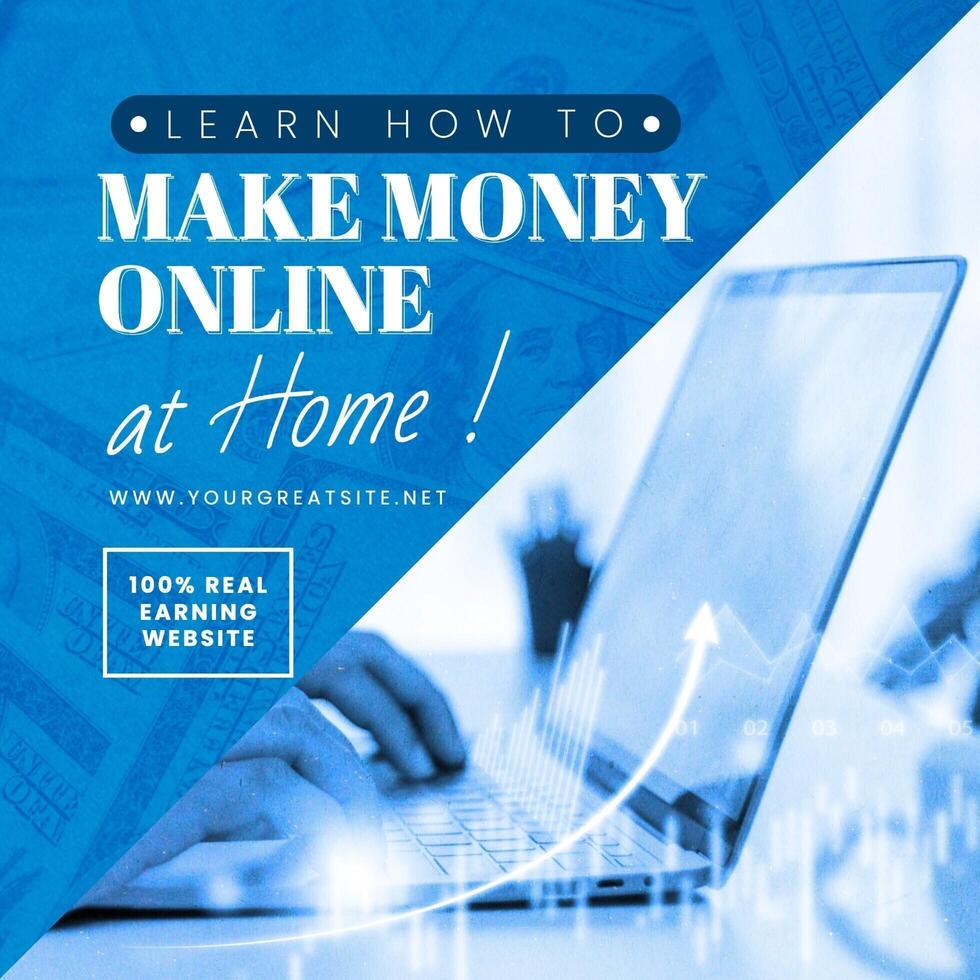 Make Money Online at Home in Fintech Business for Linkedin Post Template