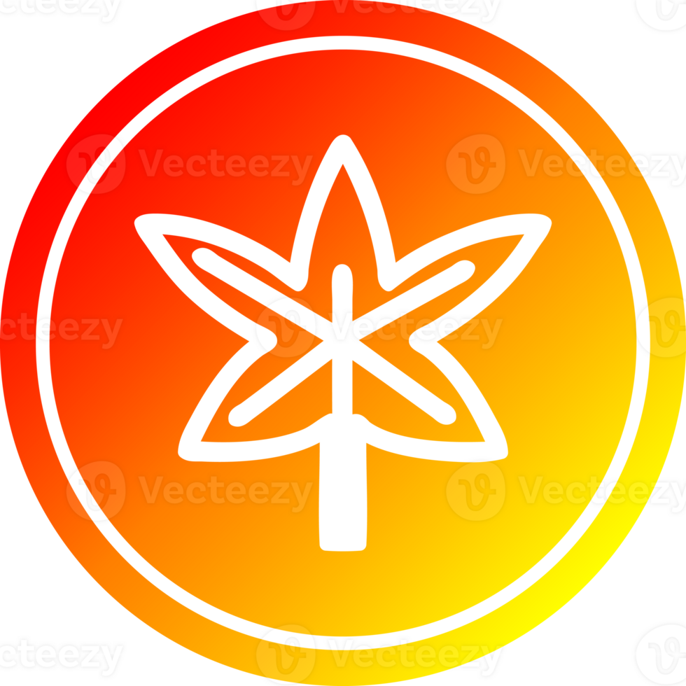 marijuana leaf circular icon with warm gradient finish png
