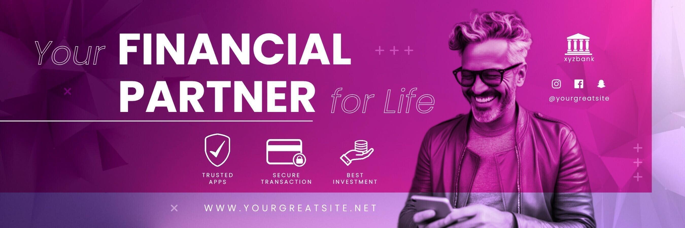 Financial Partner Banking App Template for Twitter Header