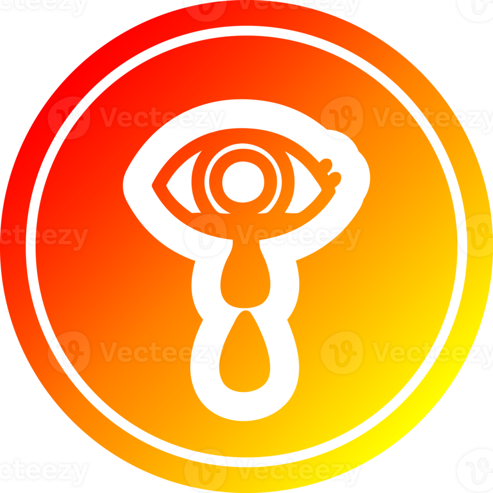 crying eye circular icon with warm gradient finish png