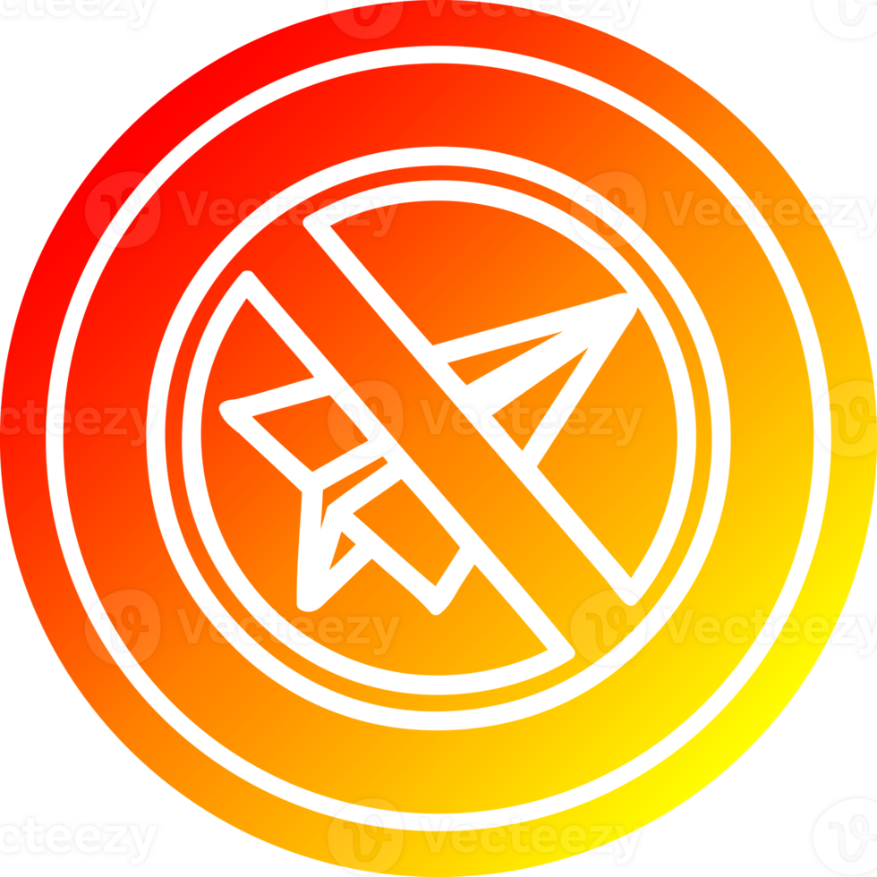 paper plane ban circular icon with warm gradient finish png