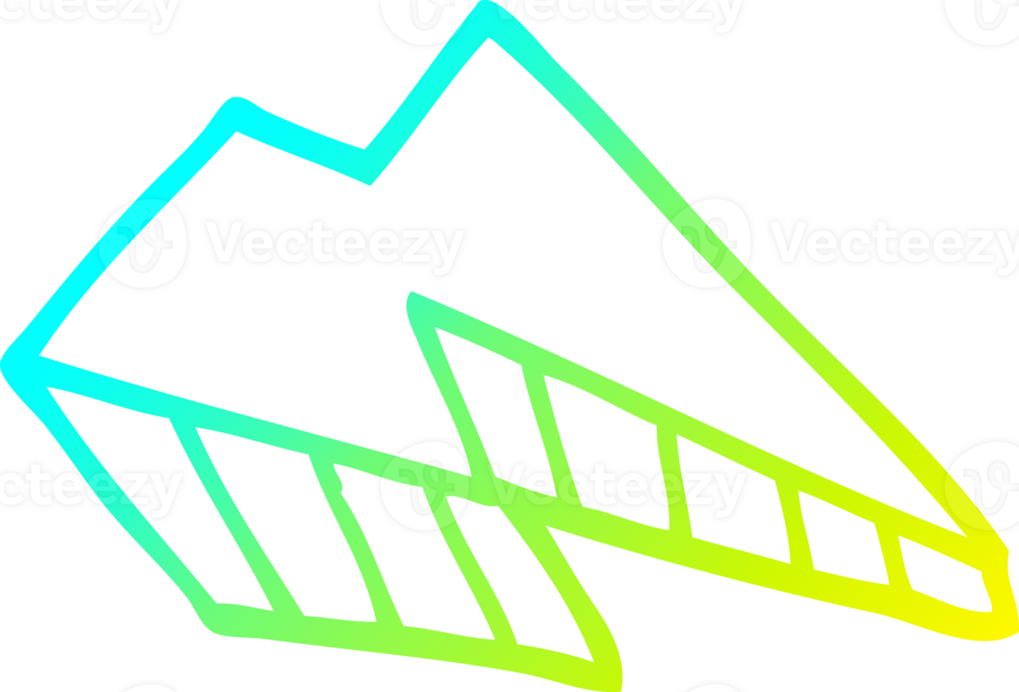 cold gradient line drawing of a cartoon lightening bolt png