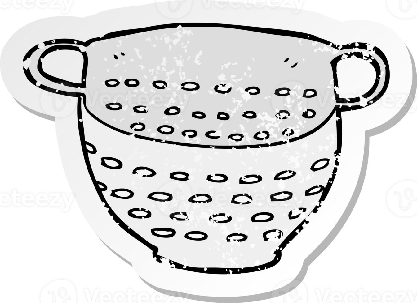 retro distressed sticker of a cartoon colander png