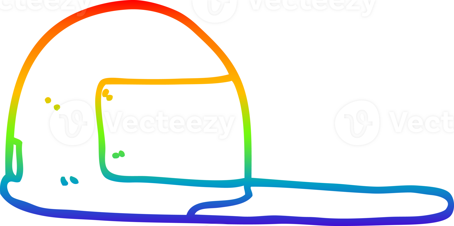 rainbow gradient line drawing of a cartoon baseball cap png