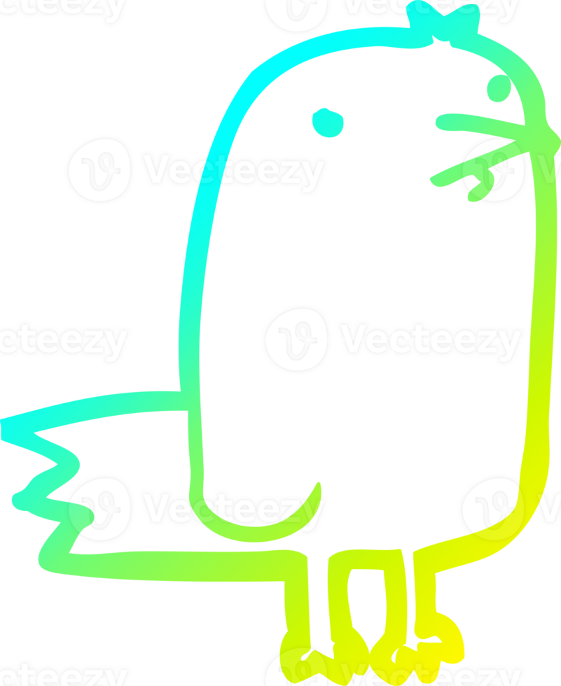 cold gradient line drawing of a cartoon bird png