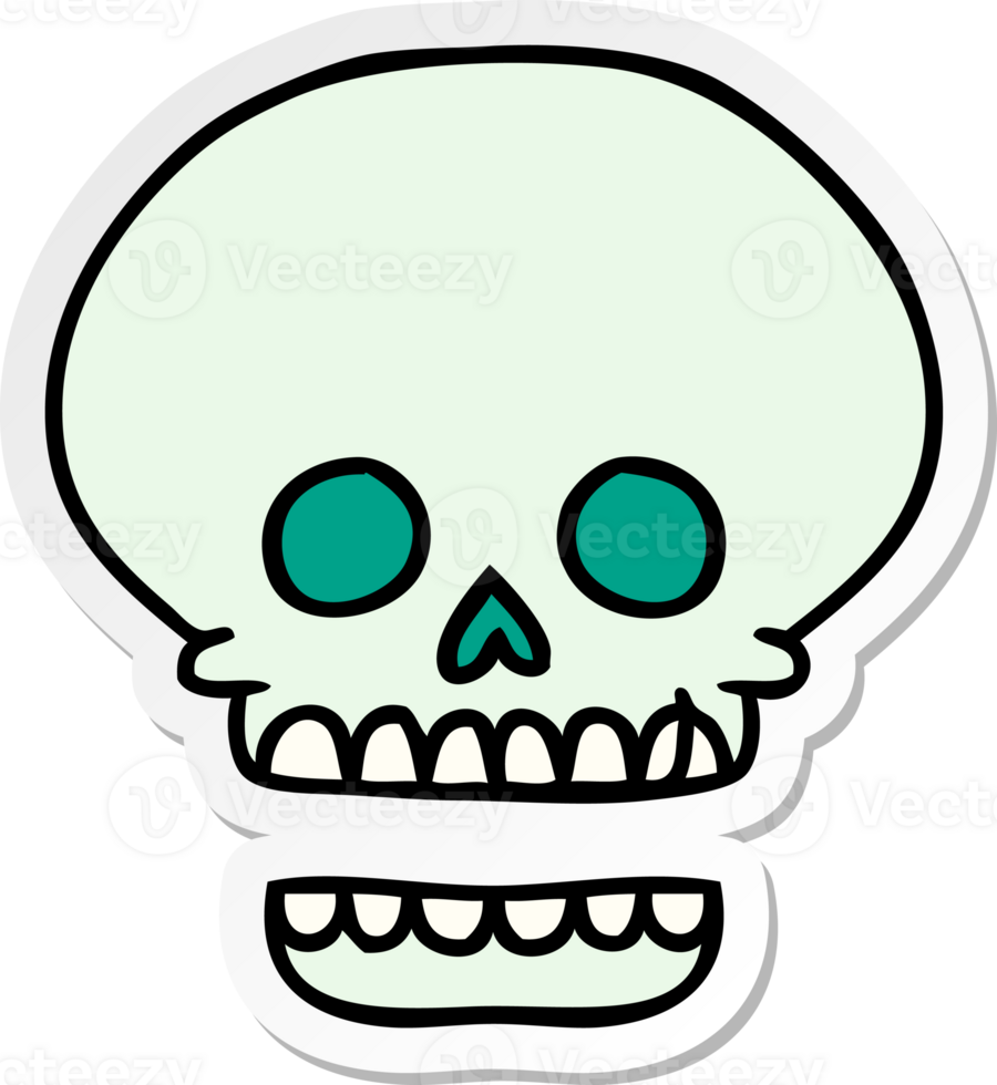 hand drawn sticker cartoon doodle of a skull head png