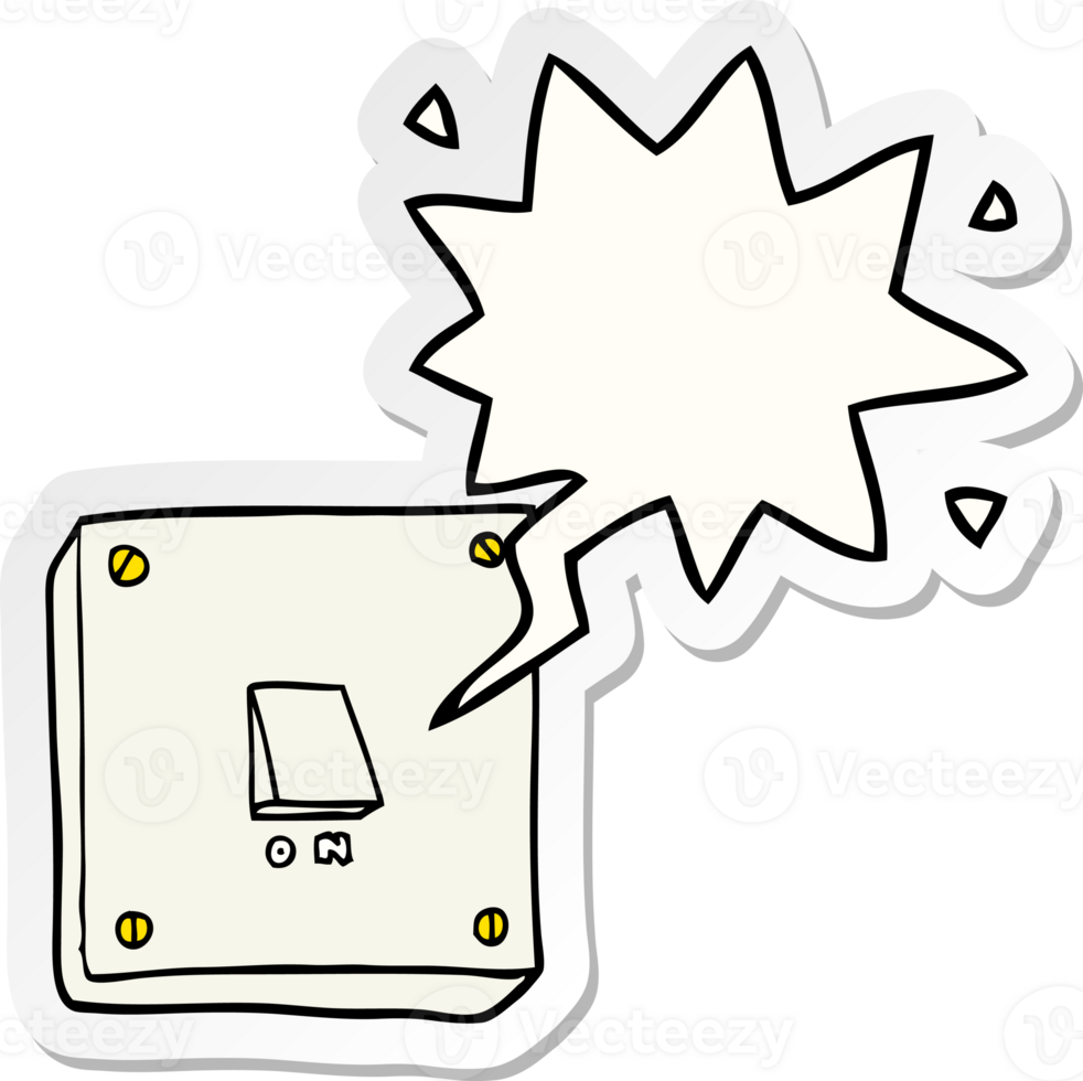 cartoon light switch with speech bubble sticker png