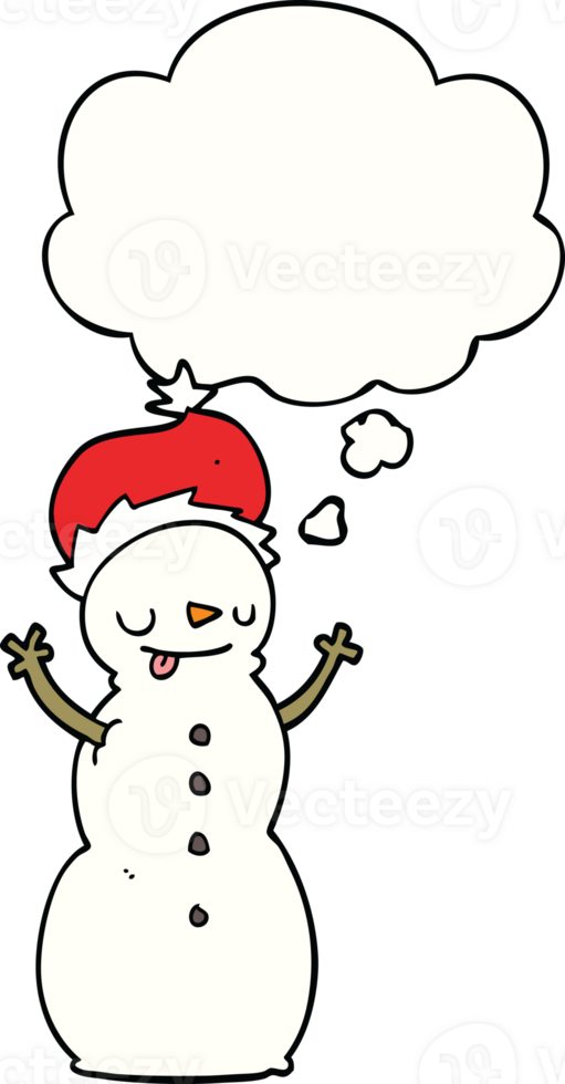 cartoon christmas snowman with thought bubble png