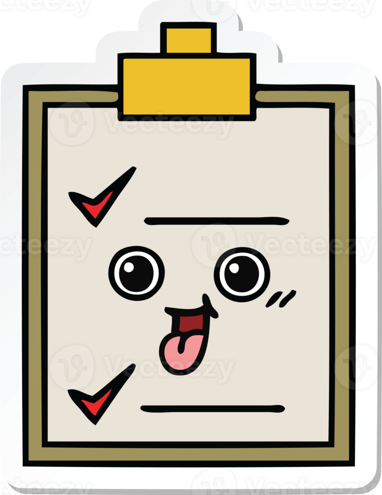 sticker of a cute cartoon check list png
