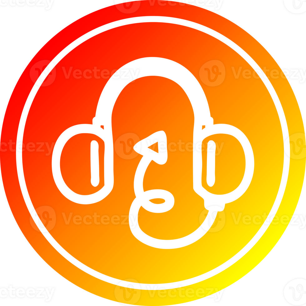 music headphones with devil tail circular icon with warm gradient finish png