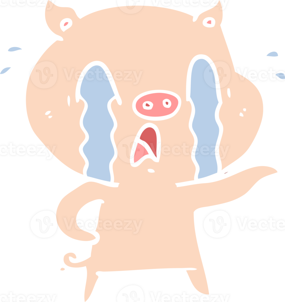 crying pig flat color style cartoon png
