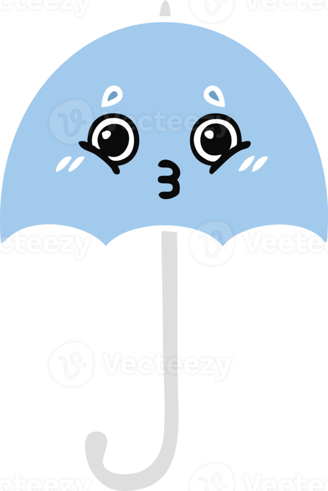 flat color retro cartoon of a umbrella png