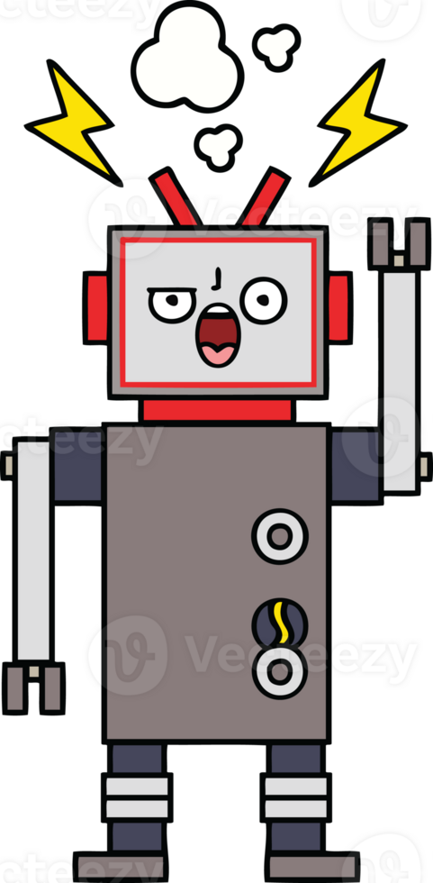 cute cartoon of a broken robot png