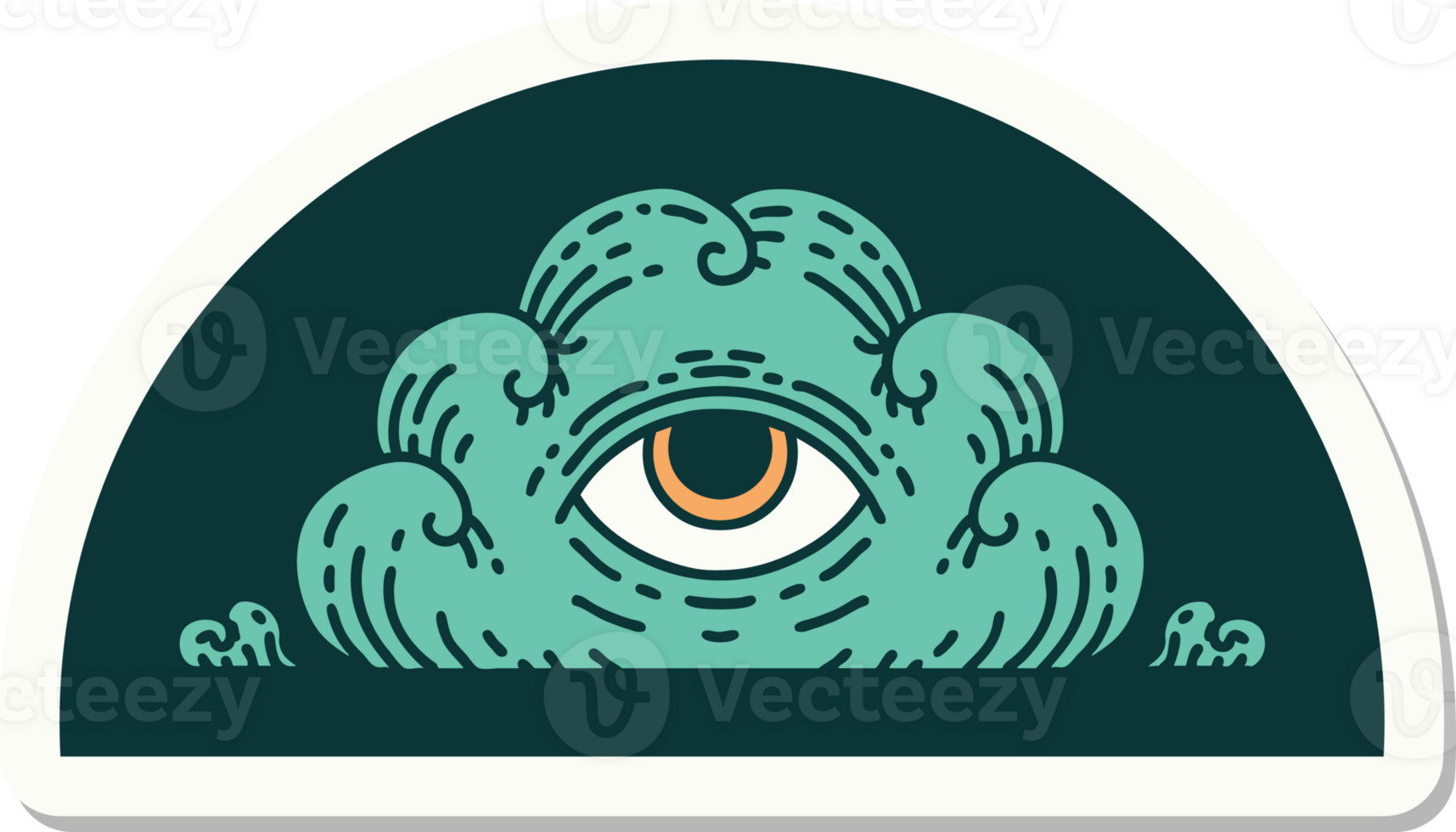 sticker of tattoo in traditional style of an all seeing eye cloud png