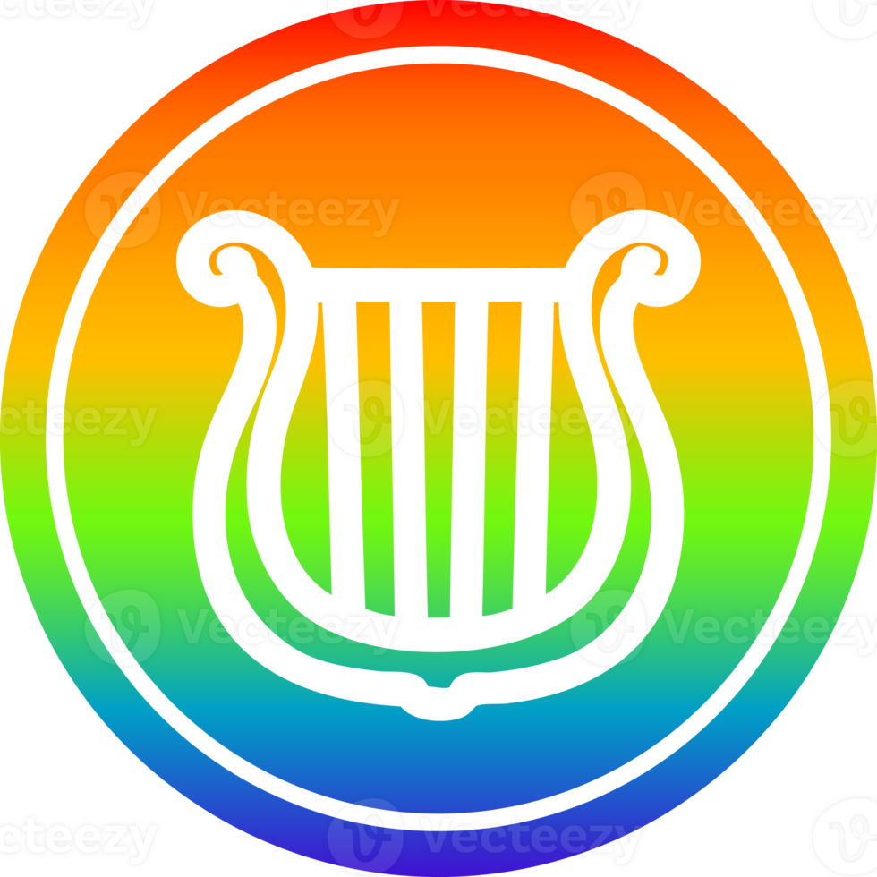 musicale strumento arpa circolare icona con arcobaleno pendenza finire png