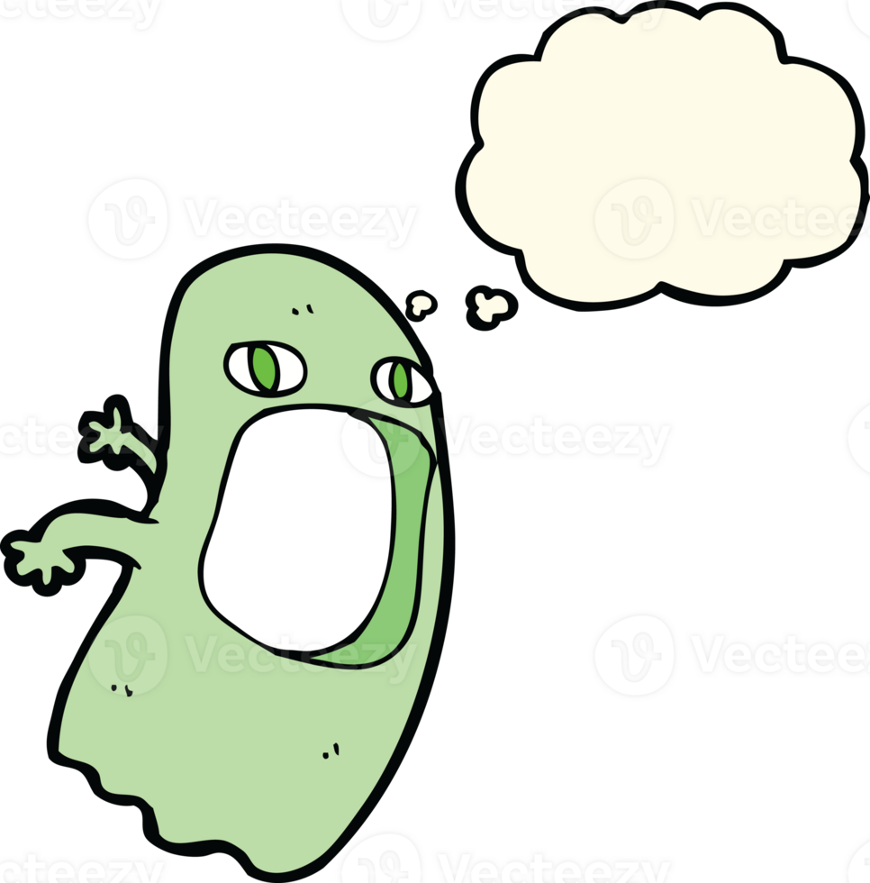 funny cartoon ghost with thought bubble png