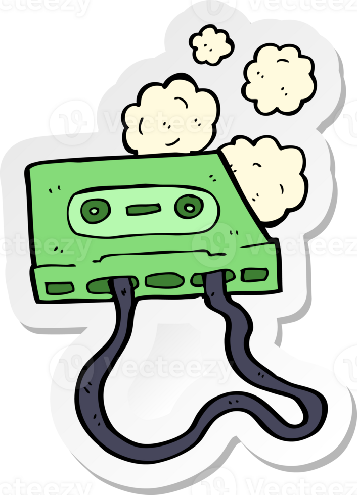 sticker of a cartoon cassette tape png