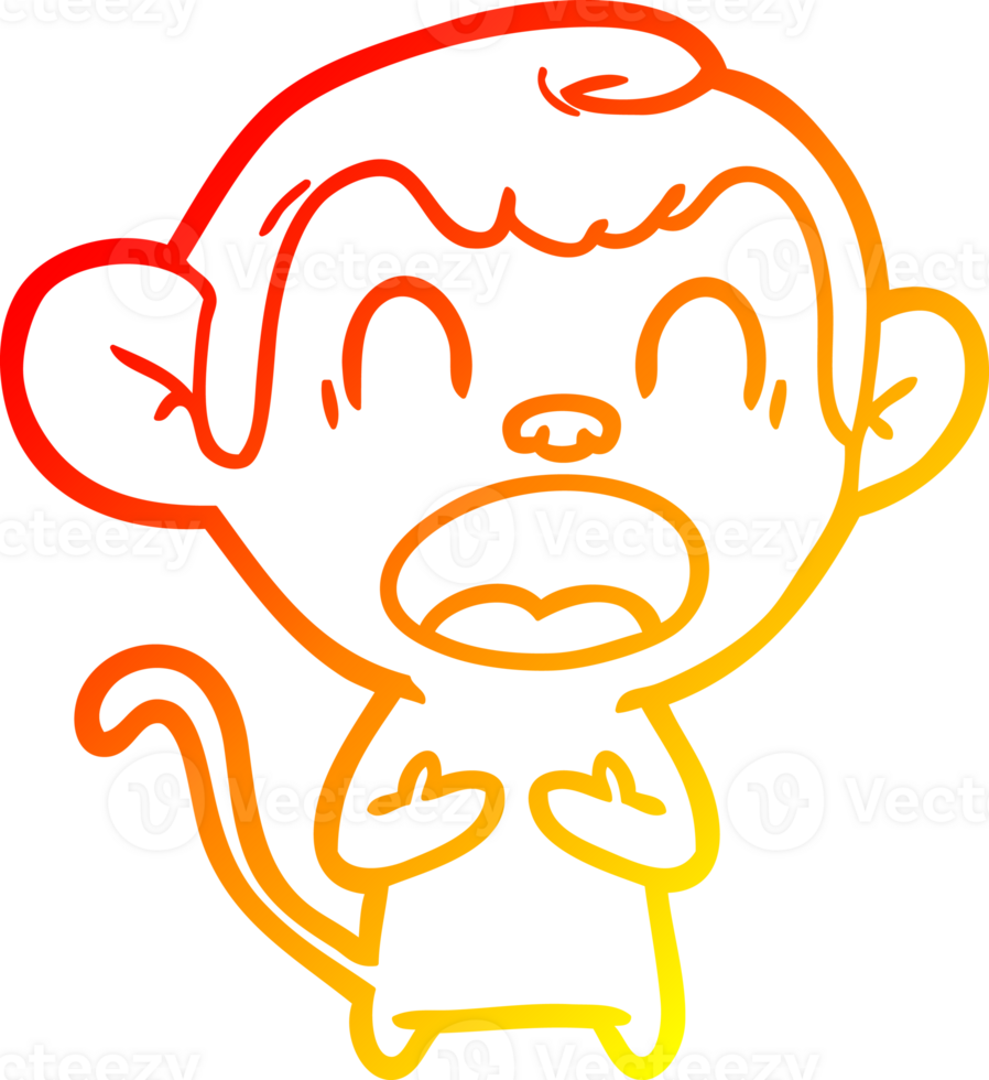 warm gradient line drawing of a shouting cartoon monkey png