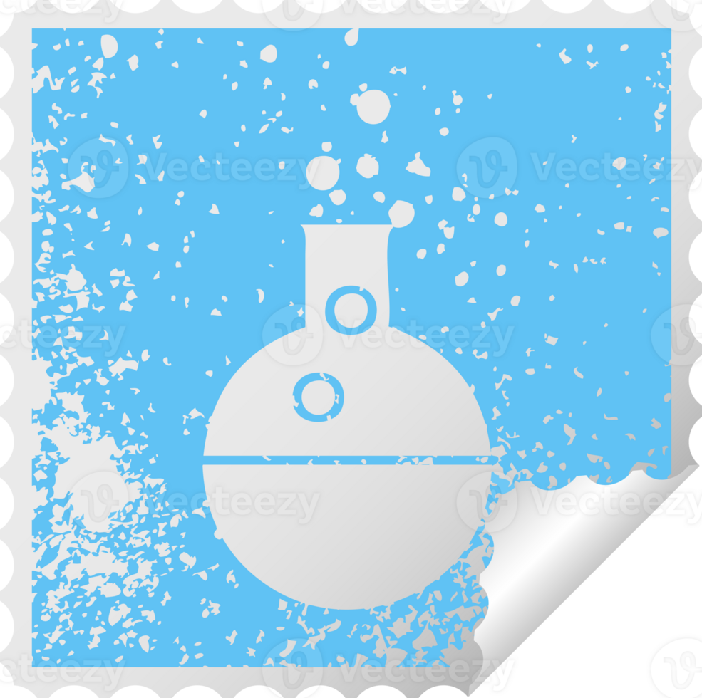 distressed square peeling sticker symbol of a science experiment png