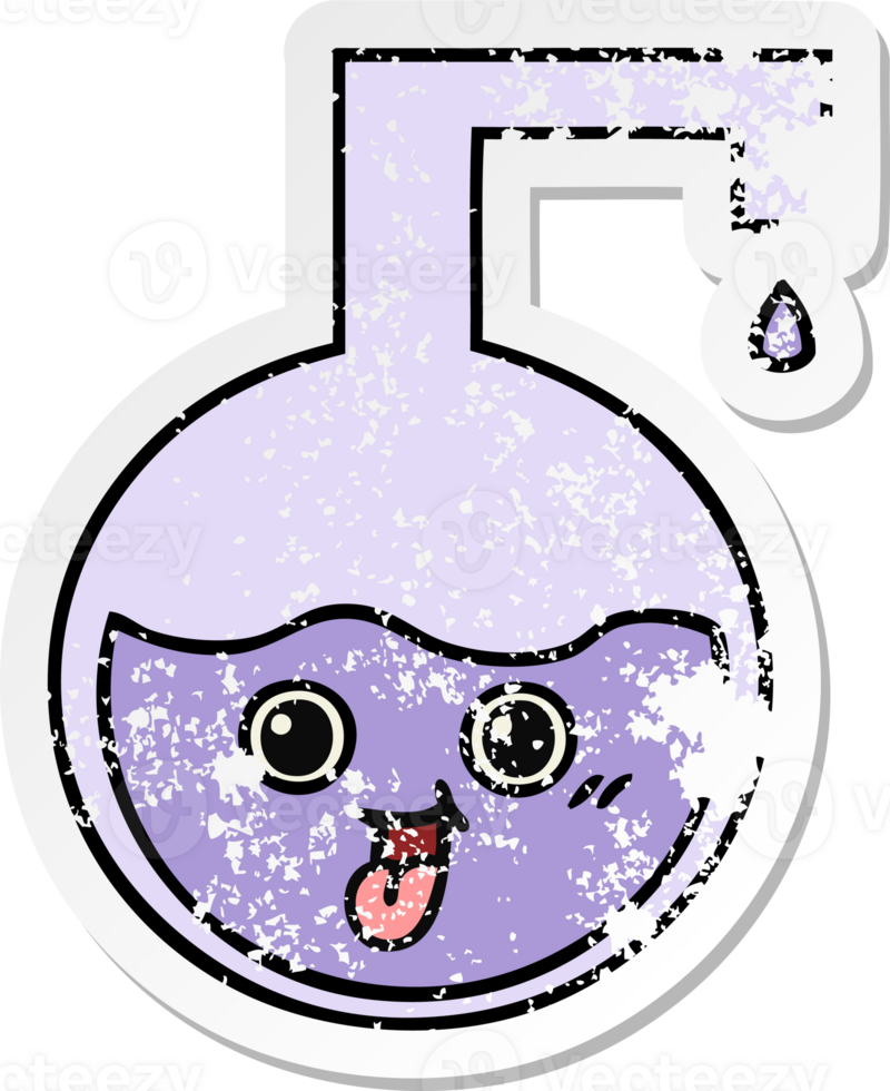 distressed sticker of a cute cartoon science experiment png