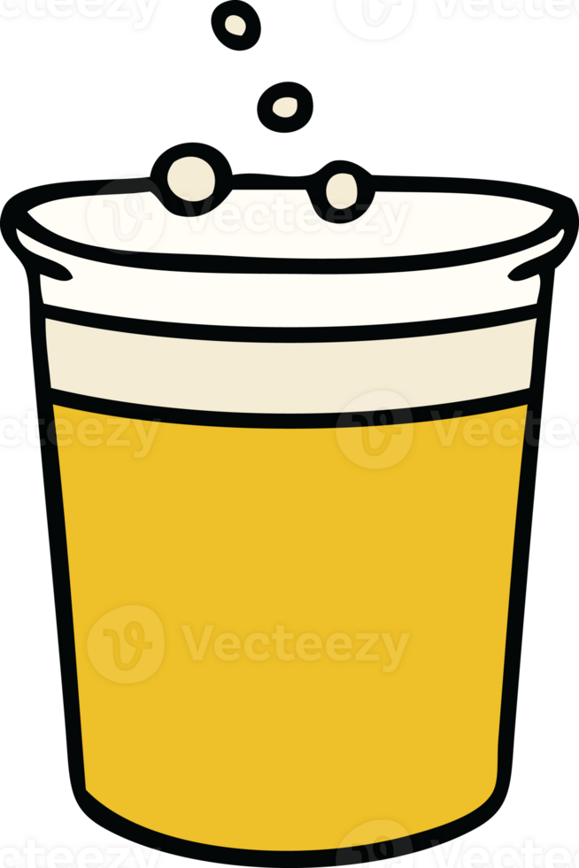 hand drawn quirky cartoon glass of beer png
